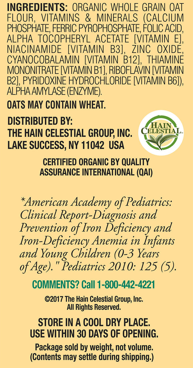 Earth's Best Oatmeal Cereal (12x8 Oz)