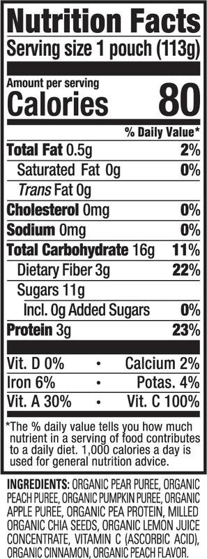 Happy Tot Fiber and Protein, Organic Apple, Peach, Pumpkin and Cinnamon (16x4 OZ)